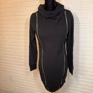 Poleci Black Goth Mock Turtleneck Sweater Dress, Women’s Size Small